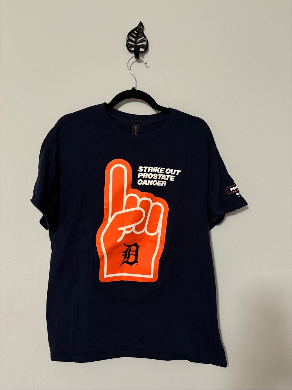 Detroit Tigers Strike Out Prostate Cancer T-Shirt Sz L Gildan